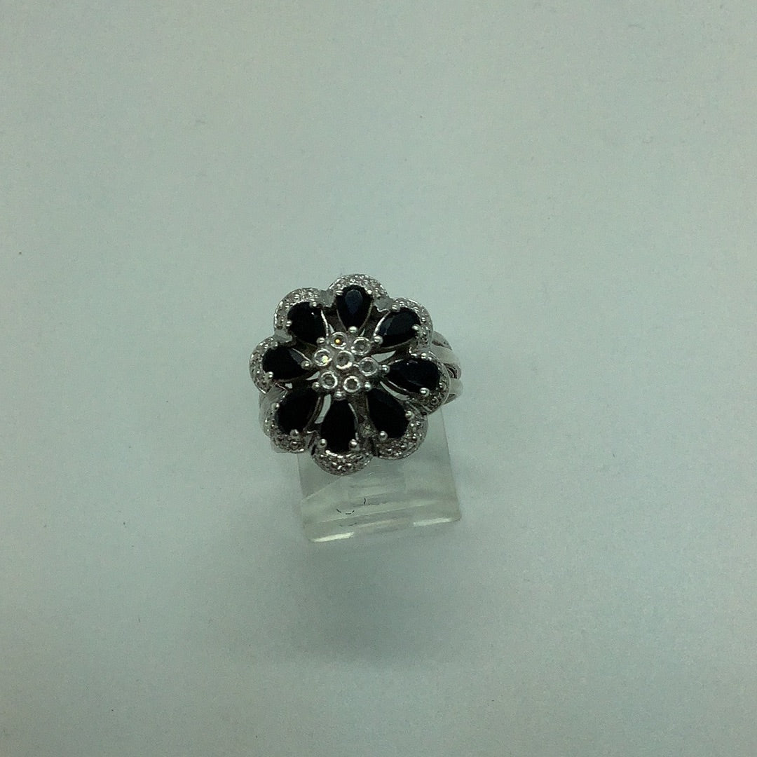 Sterling black and white CZ ring