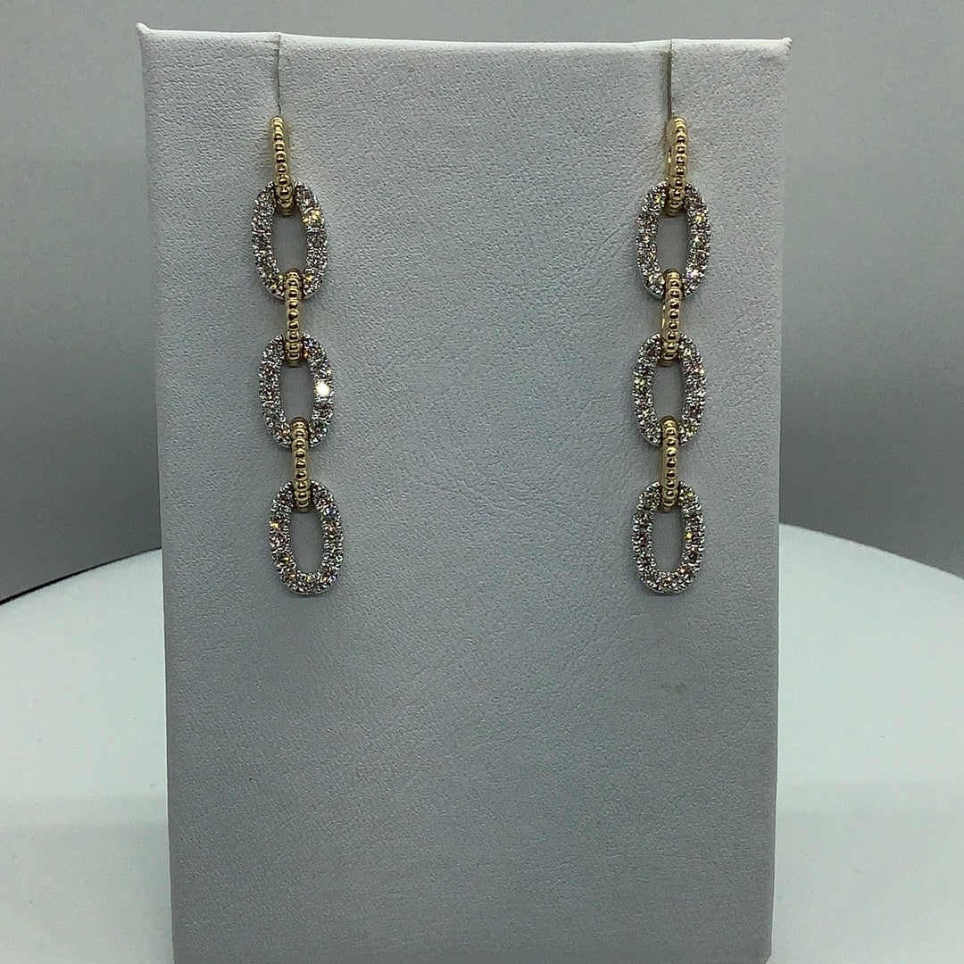 Diamond and gold link earrings