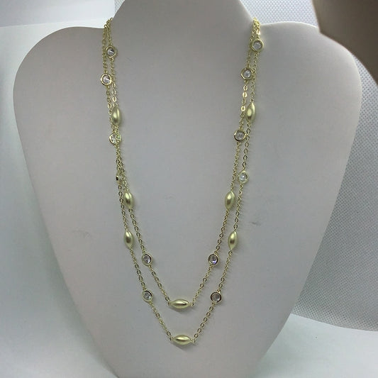 Czand goldtone bead two strand necklace