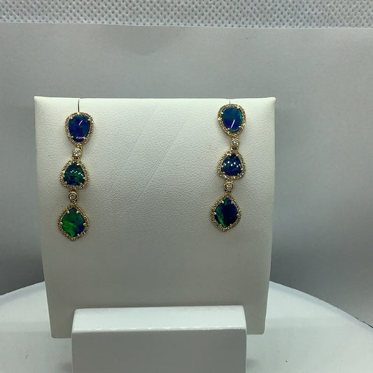 Opal and diamond earrings