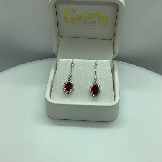 Ruby and diamond drop earrings