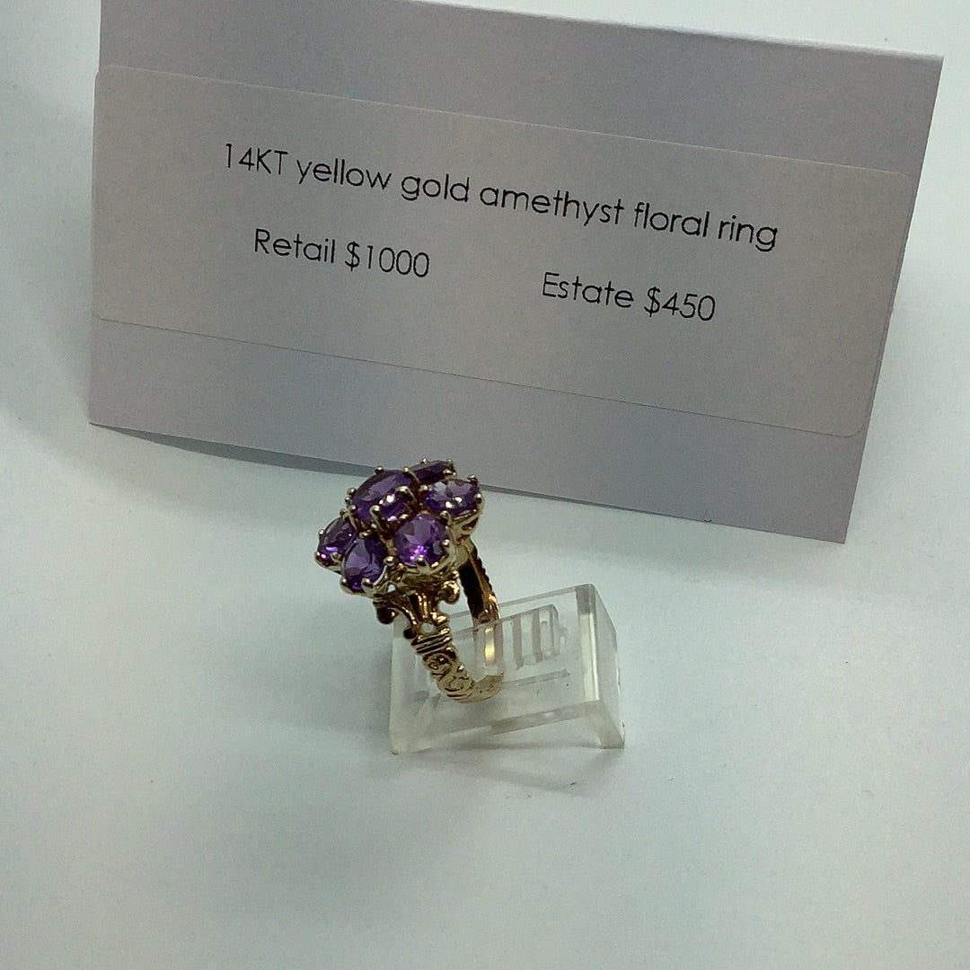 Amethyst floral ring