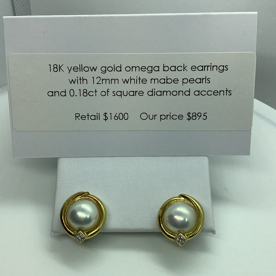 18 kt mabe pearl earrings