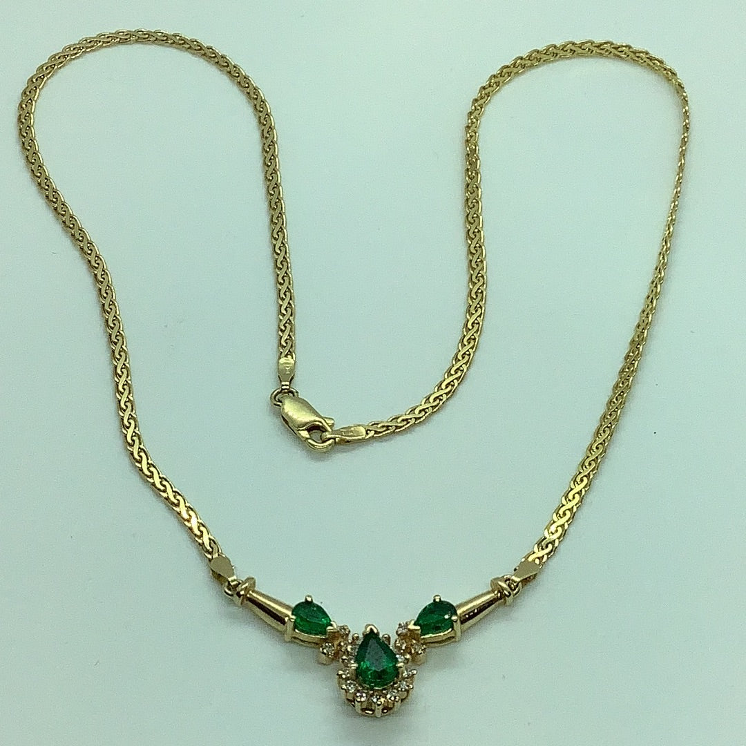 Emerald and diamond necklace