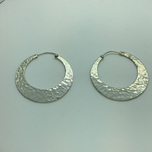 Hammered sterling hoop earrings