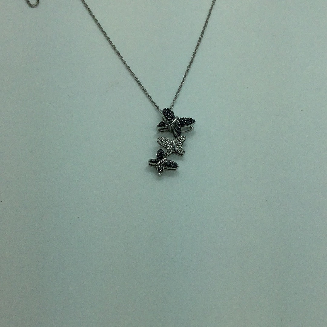 14k white gold butterfly necklace
