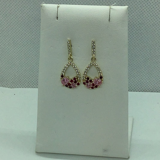 Gold over Sterling CZ drop earrings