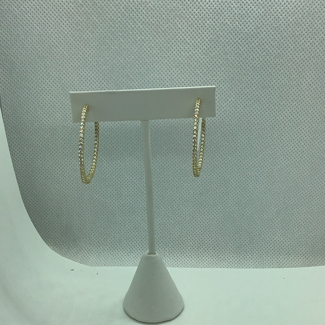 Gold over Sterling Cz inside out hoop earrings