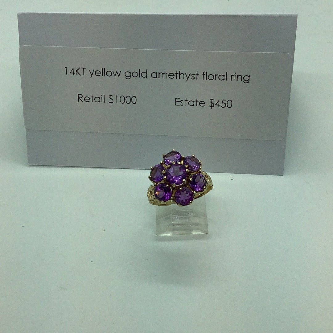 Amethyst floral ring