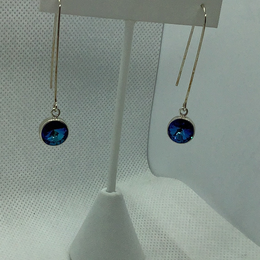 Sterling blue rivoli dangle earrings
