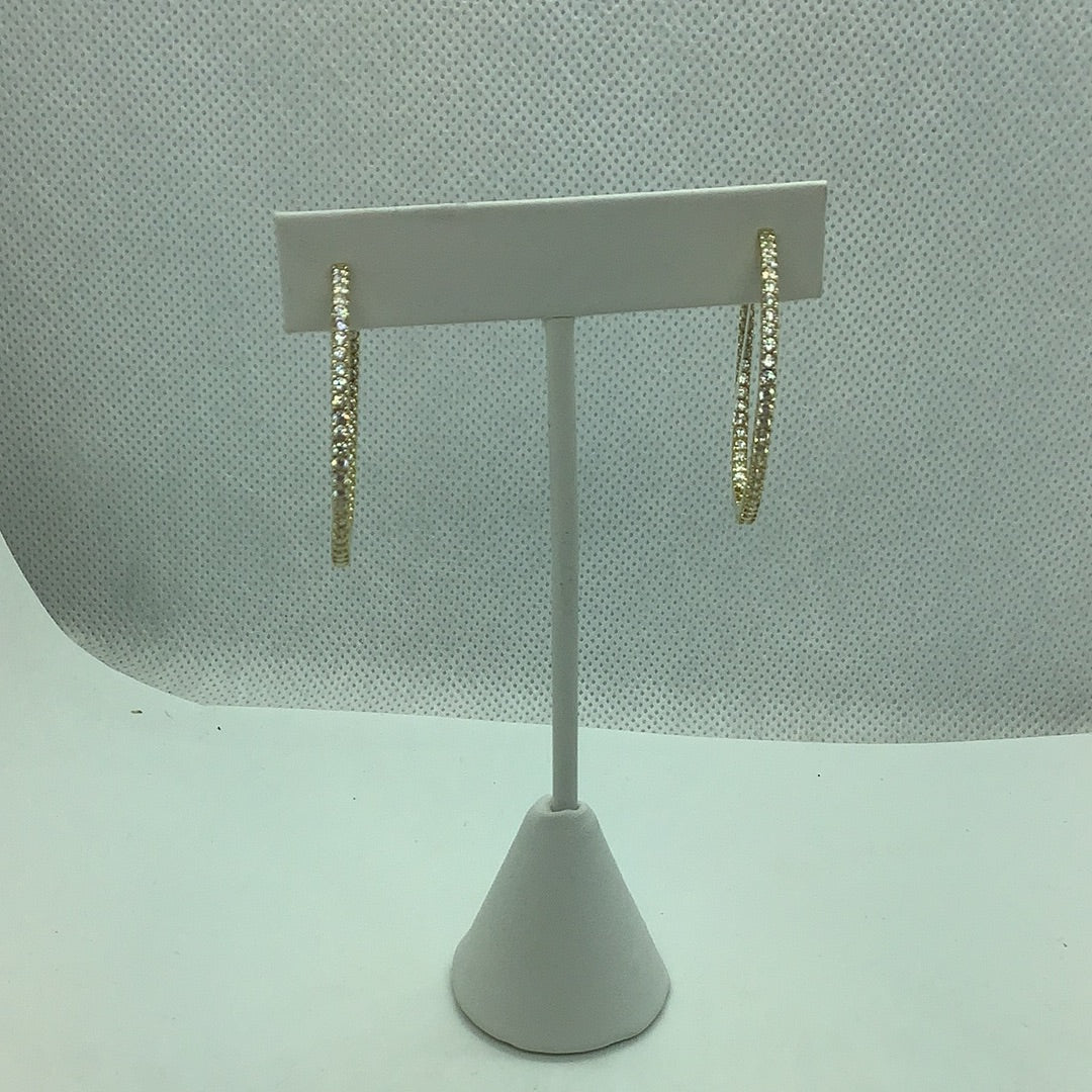 Gold over Sterling Cz inside out hoop earrings