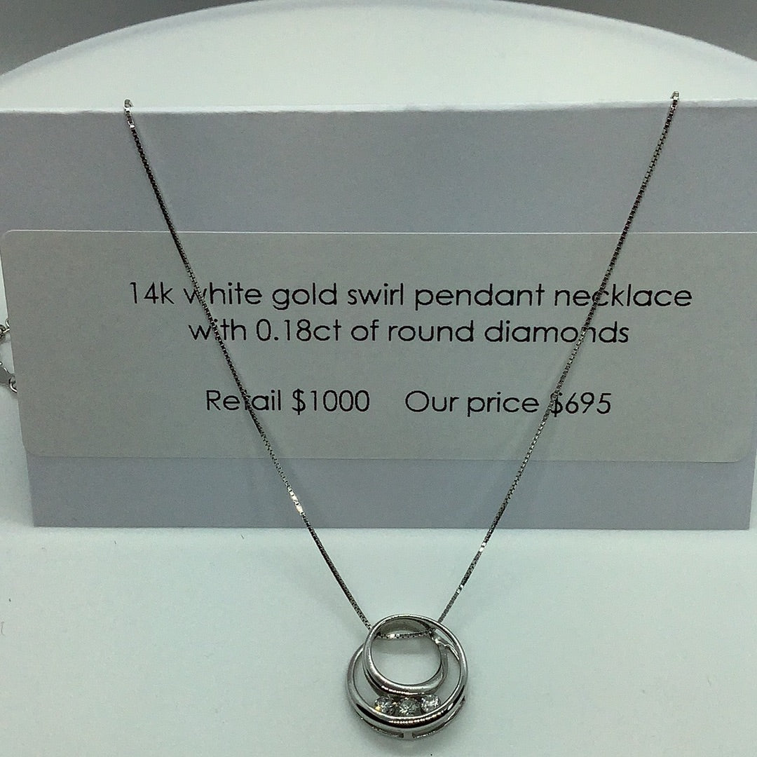 Diamond accented swirl pendant