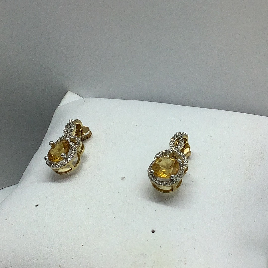 Citrine and diamond earrings