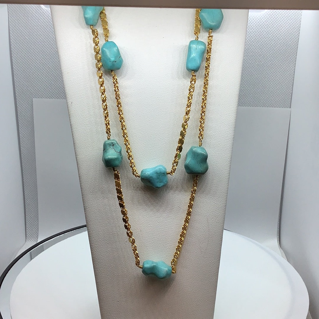 18 kt gold and turquoise necklace