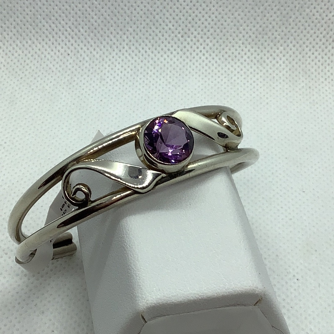 Sterling and amethyst cuff bracelet