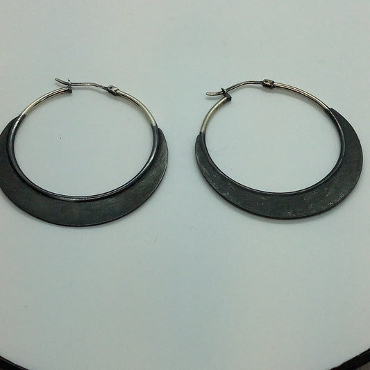 Oxidized sterling hoop earrings