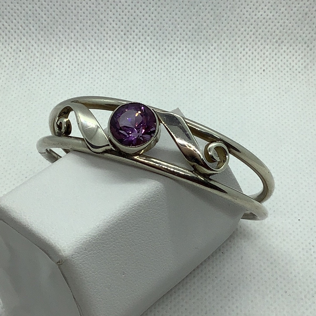 Sterling and amethyst cuff bracelet