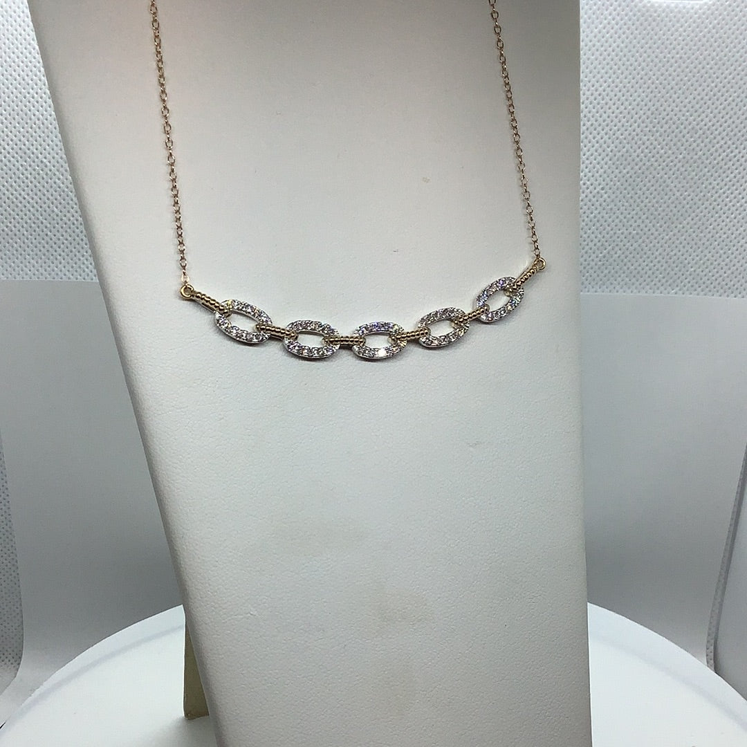 Diamond and gold link necklace