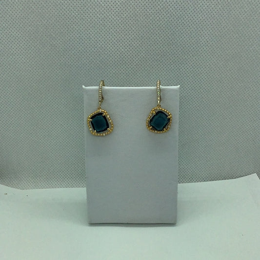 Teal crystal earrings