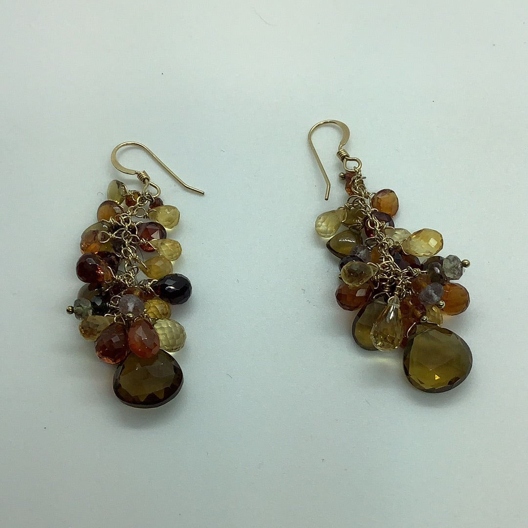 Gemstone tassel drop earrings