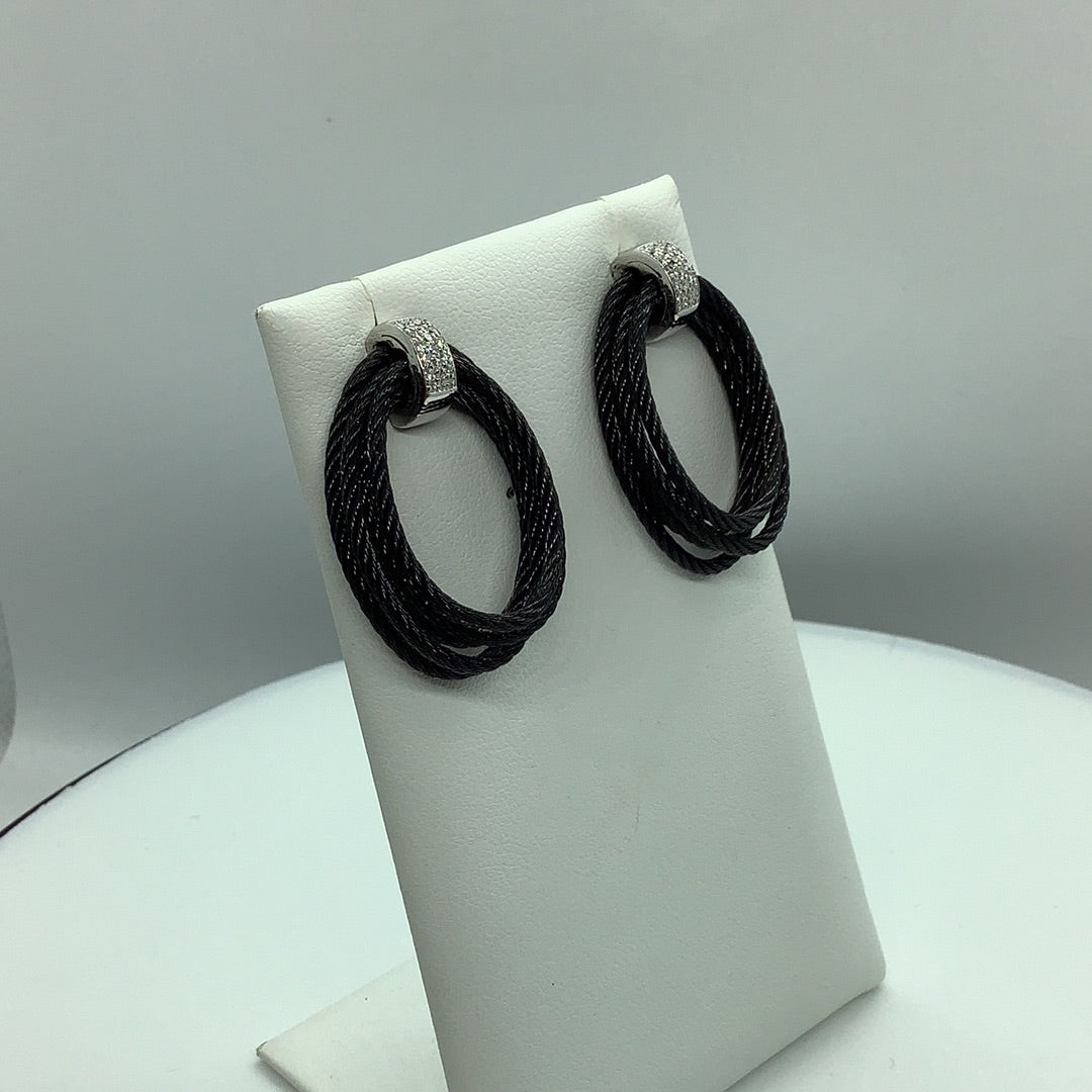 Black cable earrings
