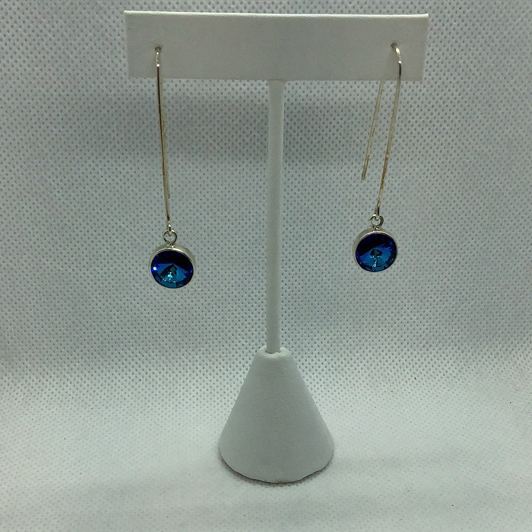 Sterling blue rivoli dangle earrings