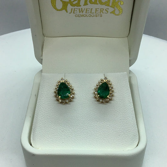 Emerald and diamond earrings