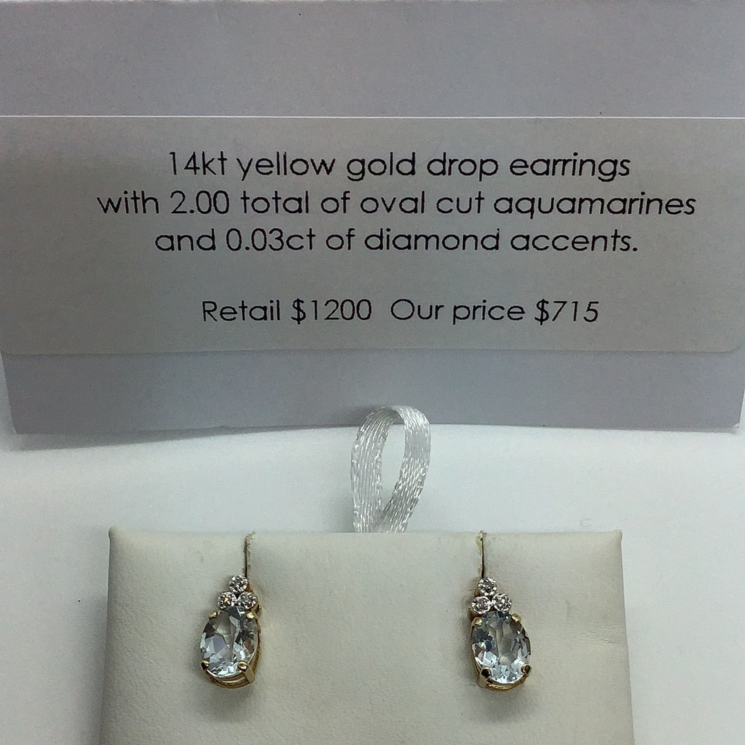 Aquamarine and diamond earrings