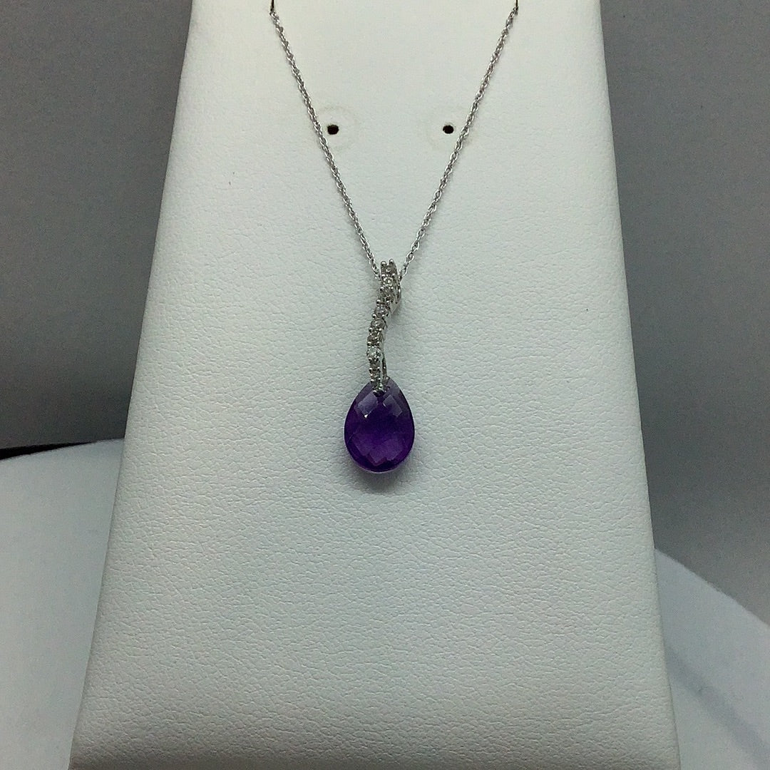 Amethyst and diamond pendant