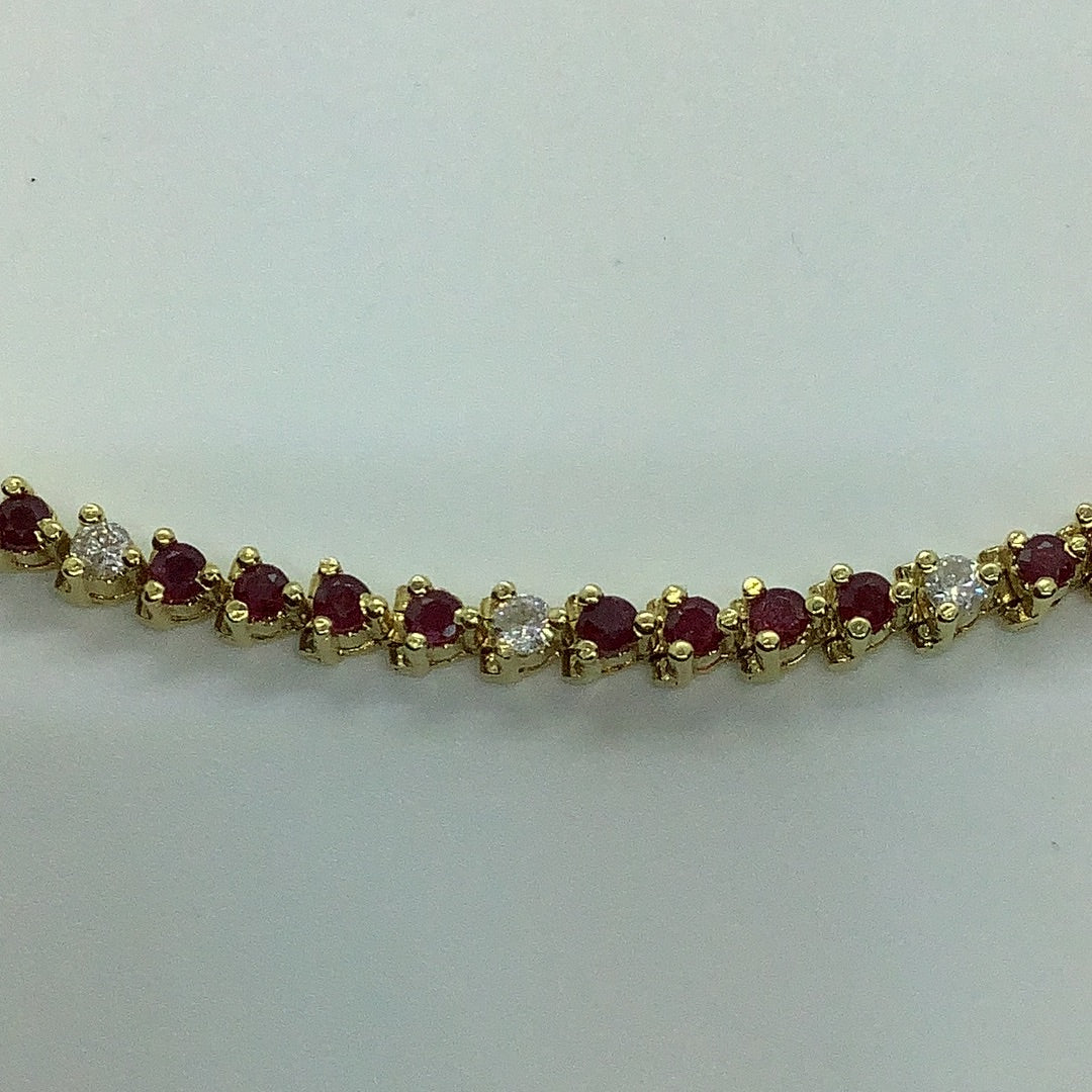 Diamond and Ruby line bracelet