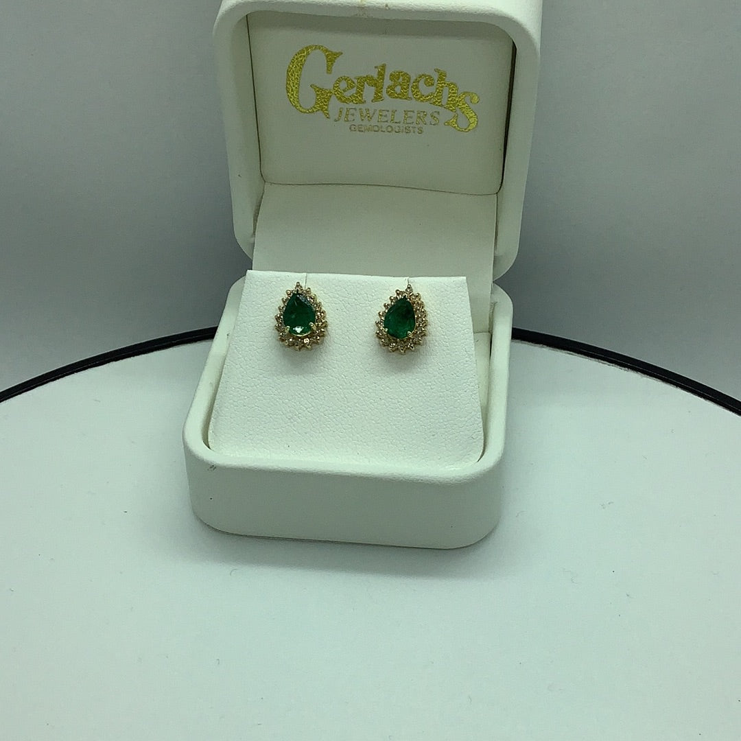 Emerald and diamond earrings