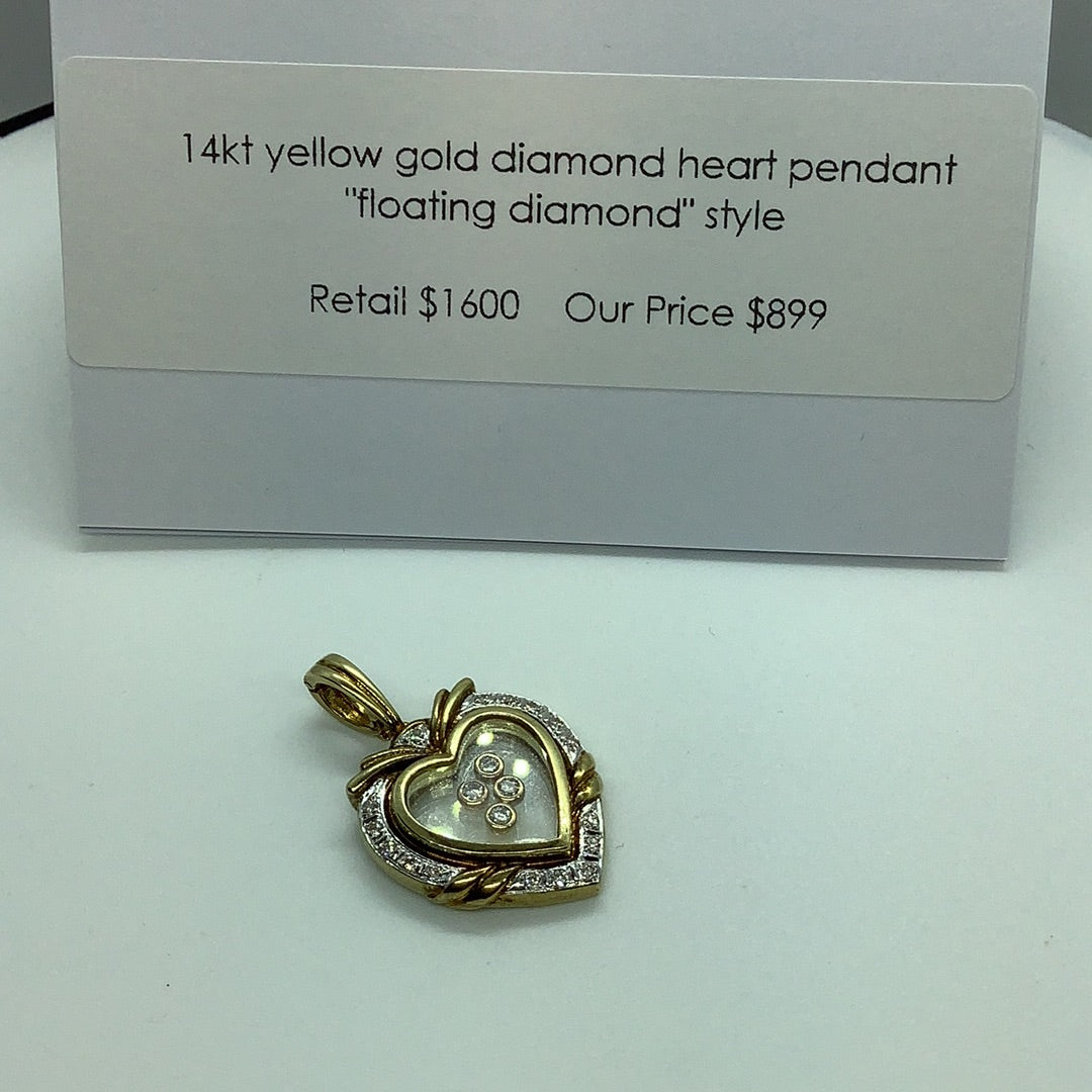 Floating diamond heart pendant