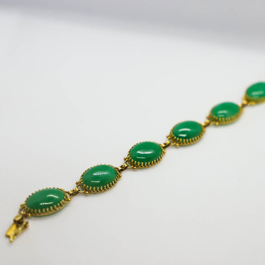 Yellow gold jadeite bracelet