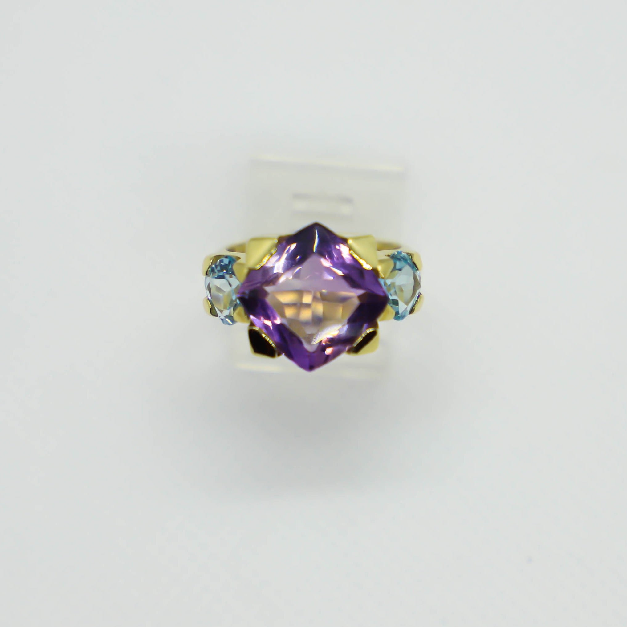 Contemporary 14 Carat Yellow Gold Amethyst and Topaz Cocktail Ring –  Imperial Jewellery
