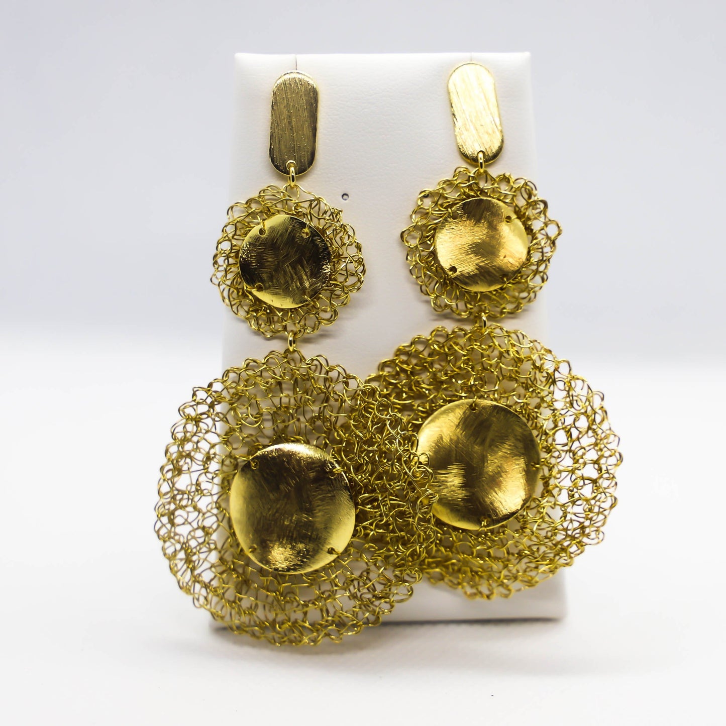 18kt gold plated crochet earrings