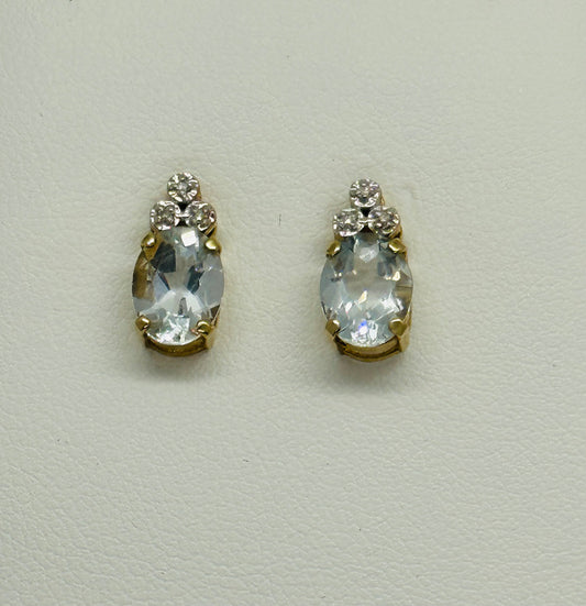 Aquamarine Earrings With Diamond Accents