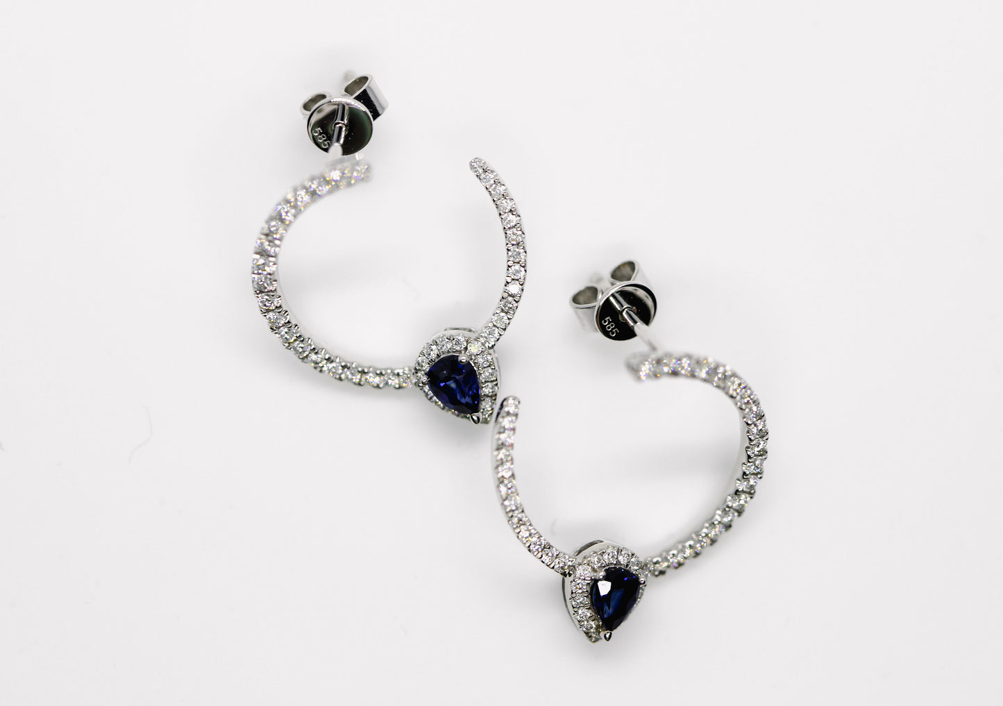 White Gold Diamond & Sapphire Earrings